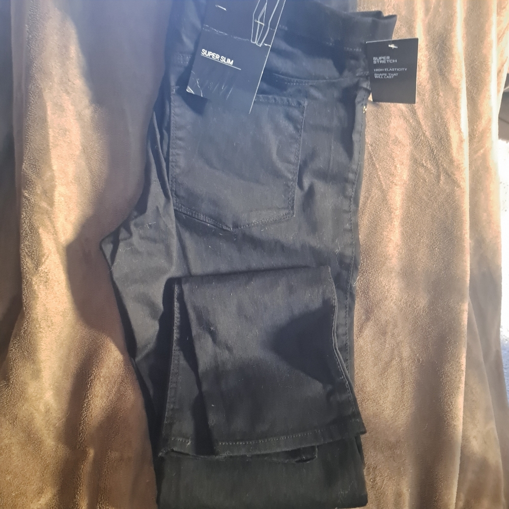 H&M Women's Super Slim Super Stretchy Pull On Black Ultra Thin Skinny Jeans Sz14